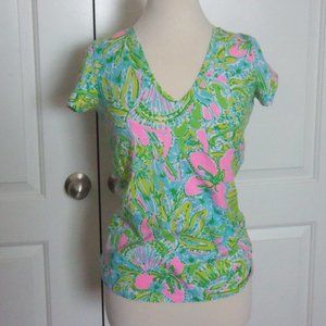 Lilly Pulitzer Coconut Jungle Michele V-Neck Top S